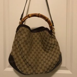Gucci Monogram Bamboo Handle 2 Way Bag